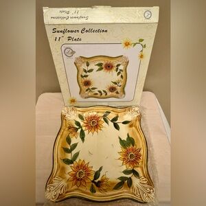 Sunflower Hand Painted Ceramic 11” Plate (Brand New)